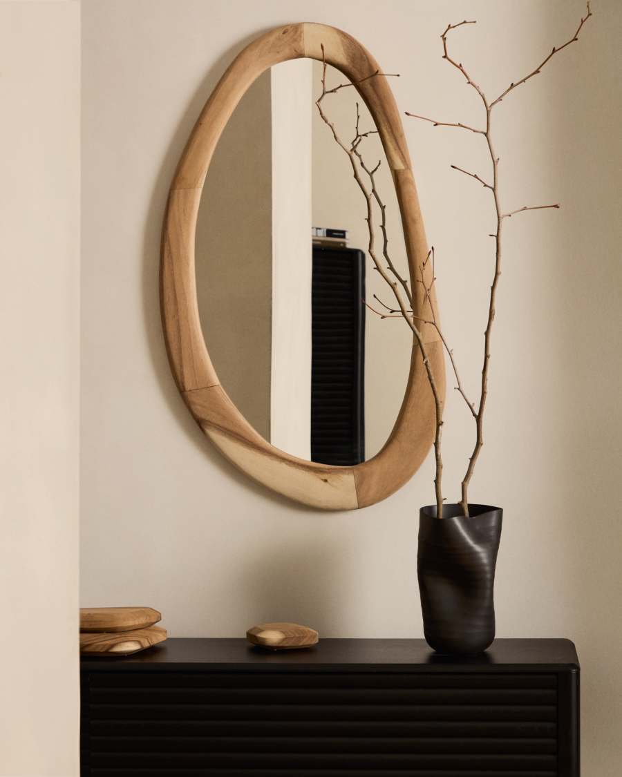 Spiegel Japandi Mungurholz Natur 60x107 cm