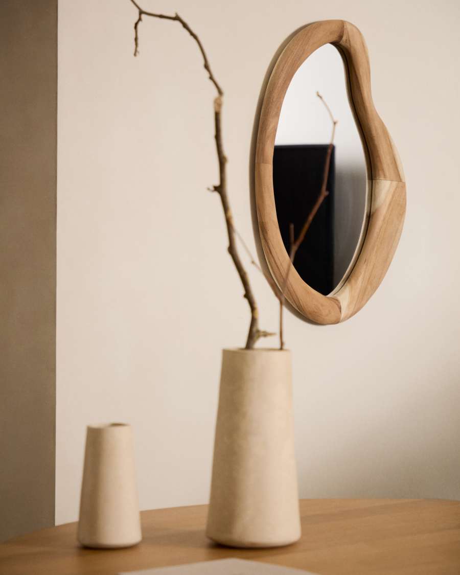 Spiegel Japandi Mungurholz Natur 68x44 cm