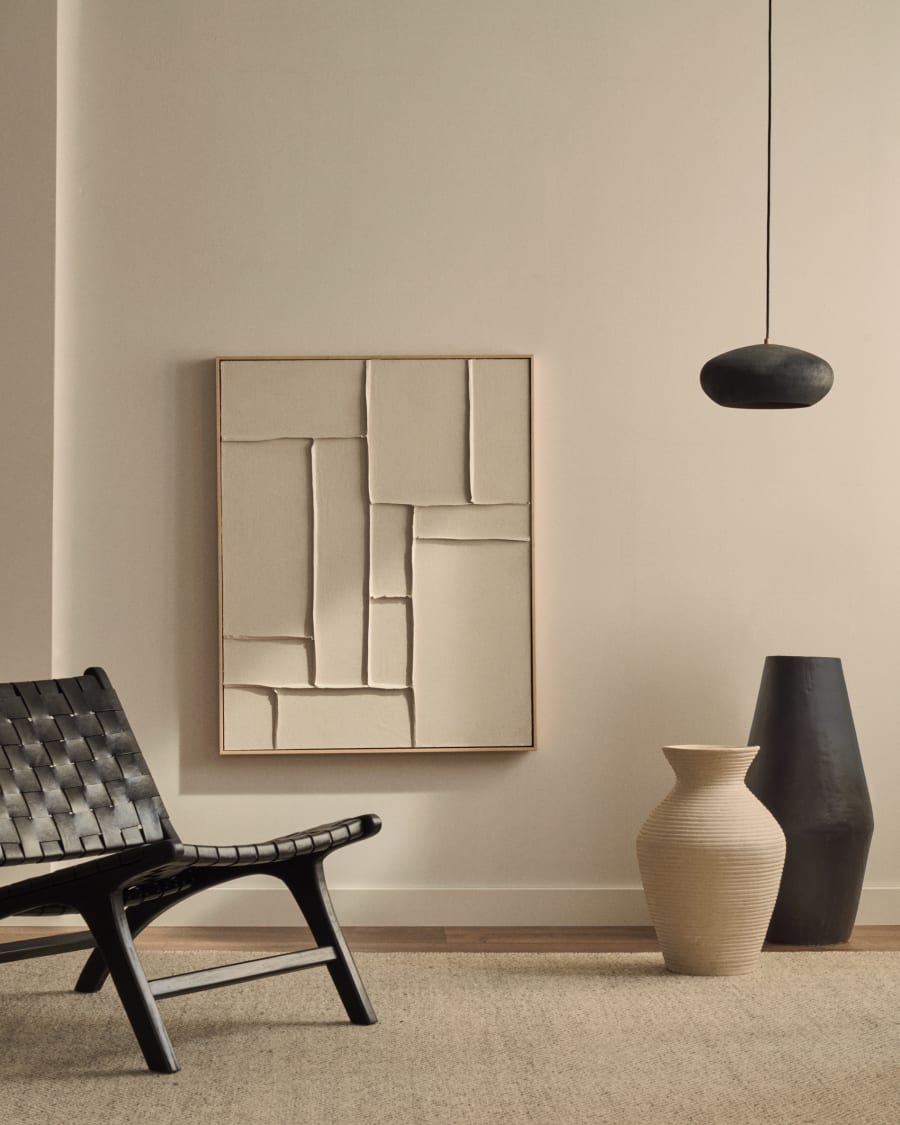 Japandi Wandbild Weiß Leinen