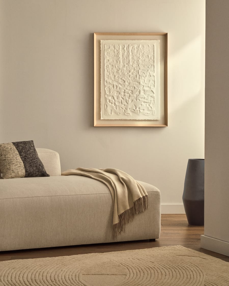 Weiße Pappmaché Japandi Leinwand