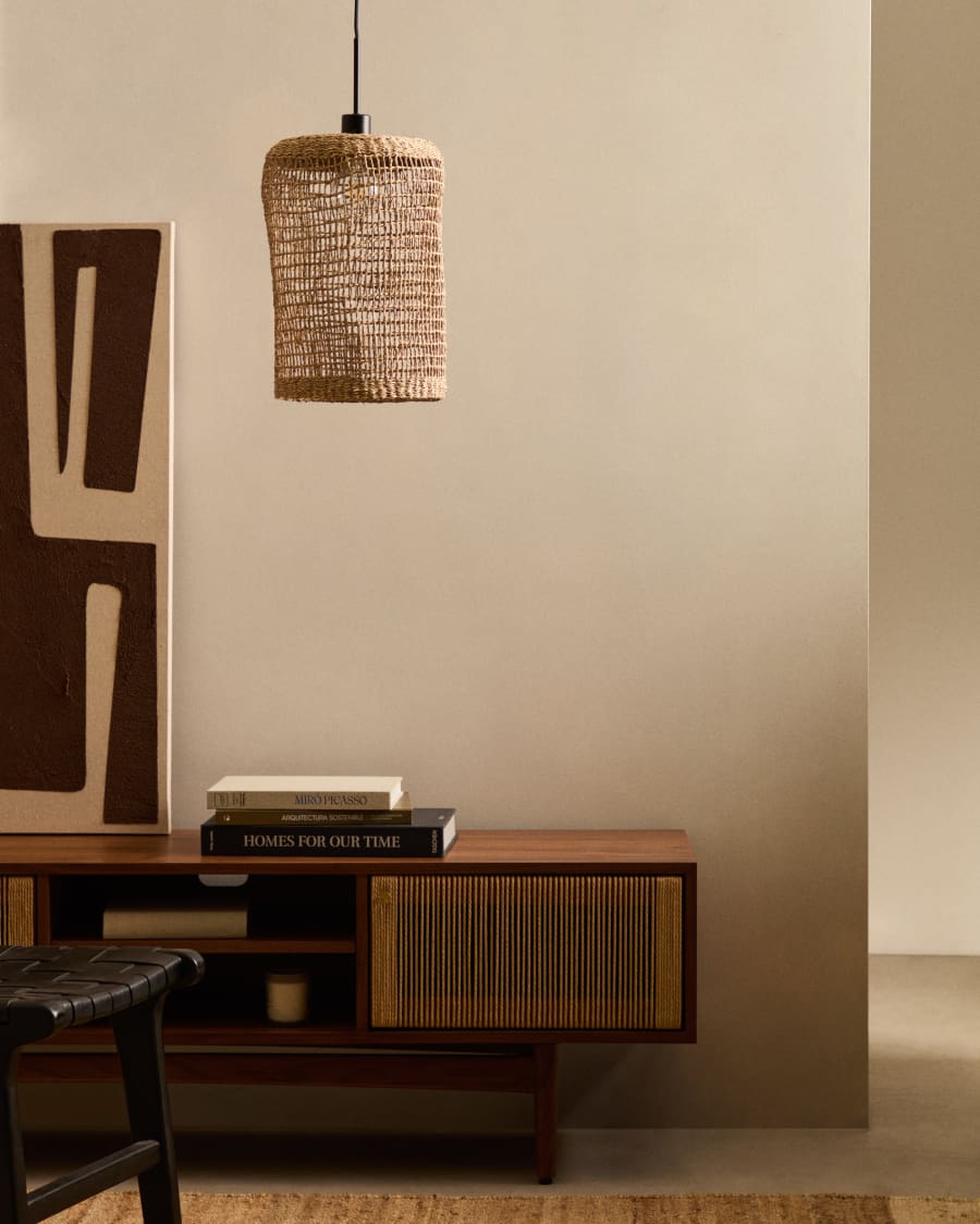 Deckenleuchte Lampenschirm Japandi Rattan Natur 27 cm
