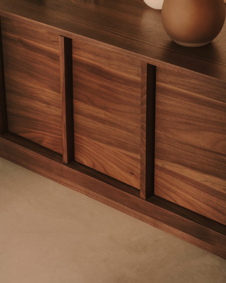 Japandi TV-Lowboard Breit Dunkles Holz