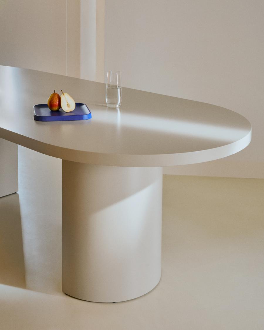 Japandi Tisch aus MDF in Eierschale, 200 x 100 cm