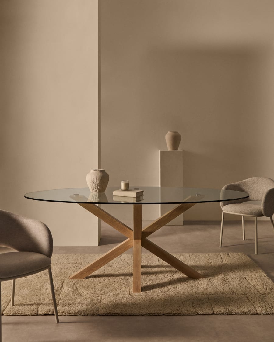 Japandi Couchtisch Oval aus Glas