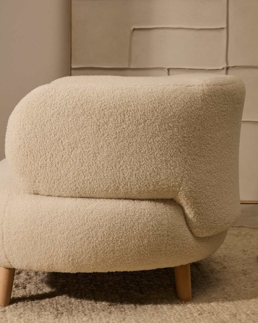 Sessel Japandi Ecru Bouclé Buche 90 cm