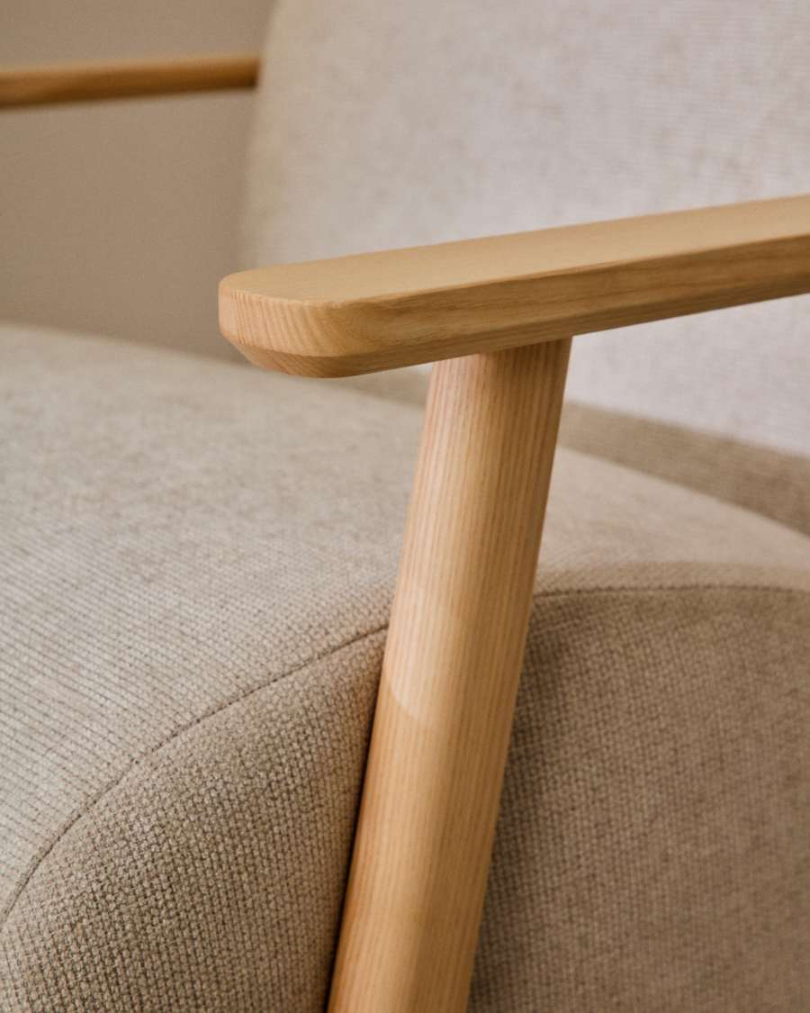 Sessel Japandi Perlen-Chenille Eschenholz Natur – Meghan