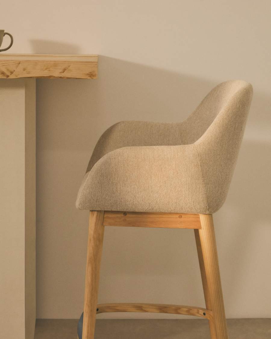 Hocker Japandi Beige Eschenholz Hell 65 cm