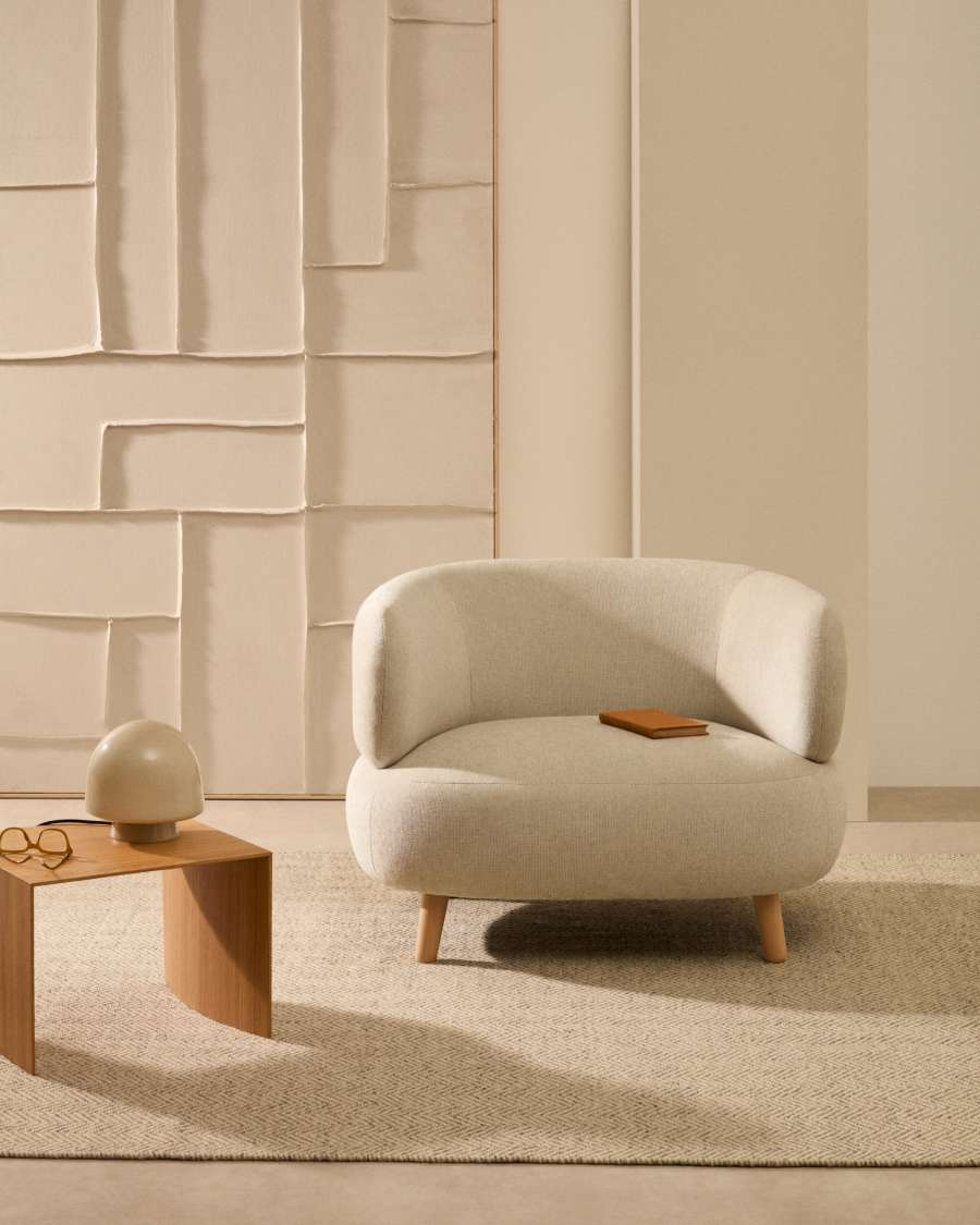 Sessel Japandi Perle Chenille Buche 90 cm