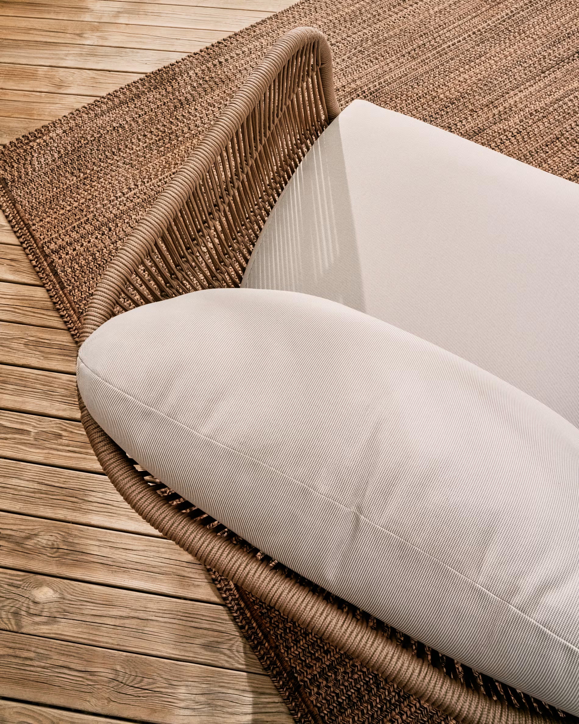 Sessel Japandi Beige Seil Akazienholz