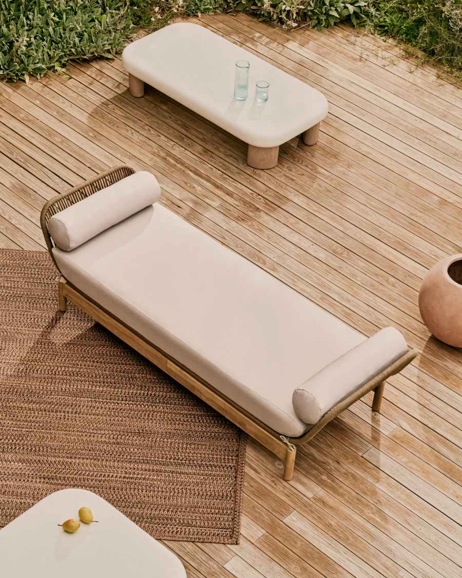 Couchtisch Japandi Zement Akazienholz 140x70 cm