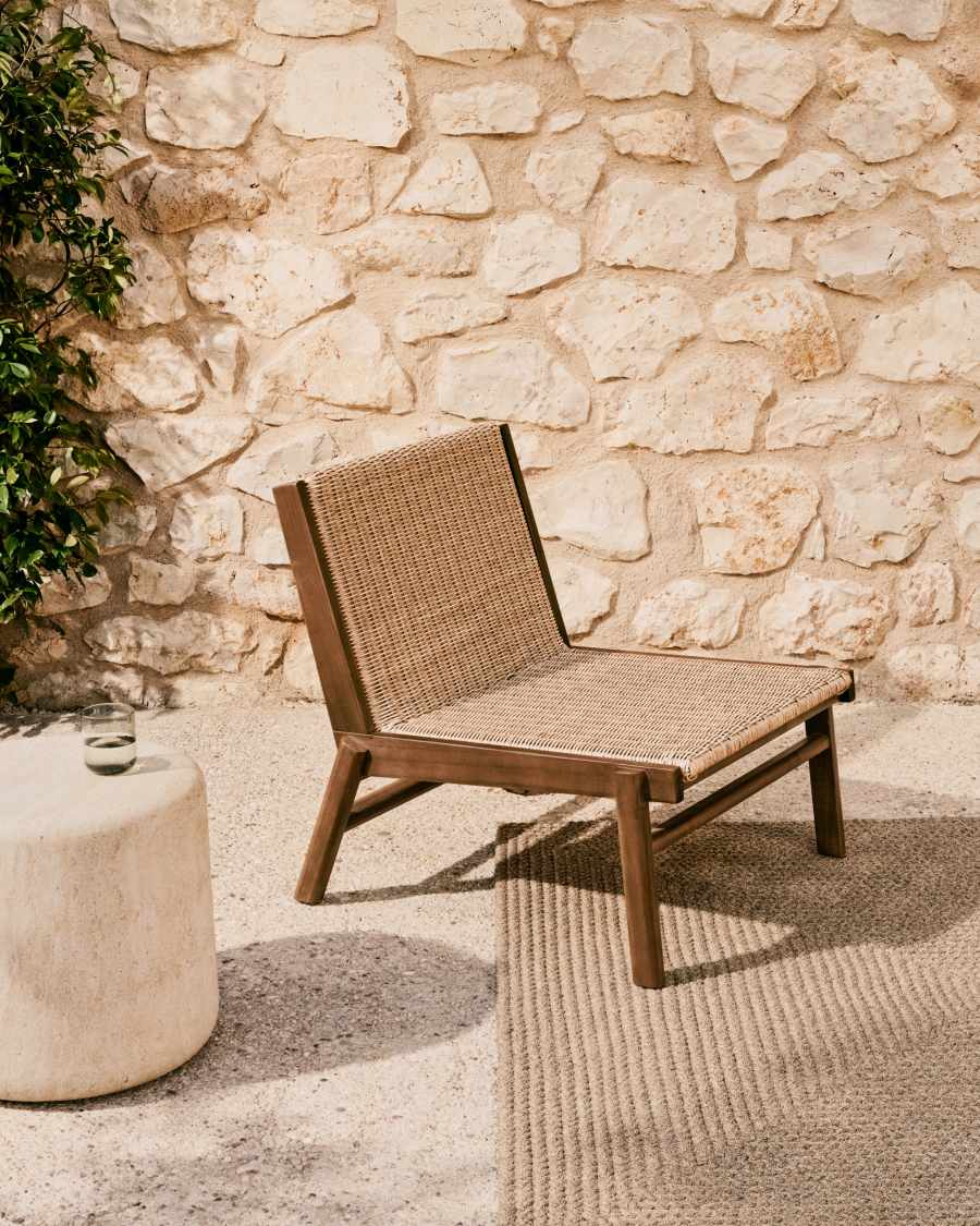Sessel Japandi Teakholz Rattan