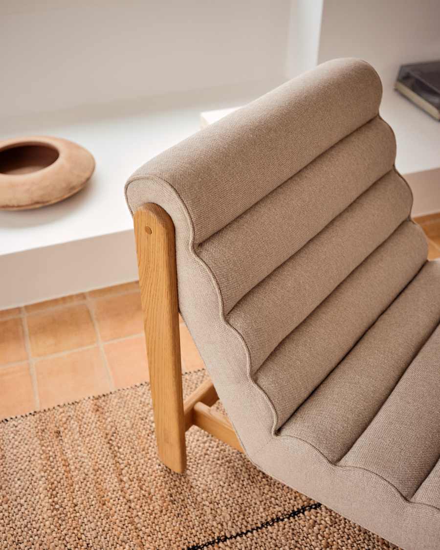 Sessel Japandi Beige Eichenholz Natur