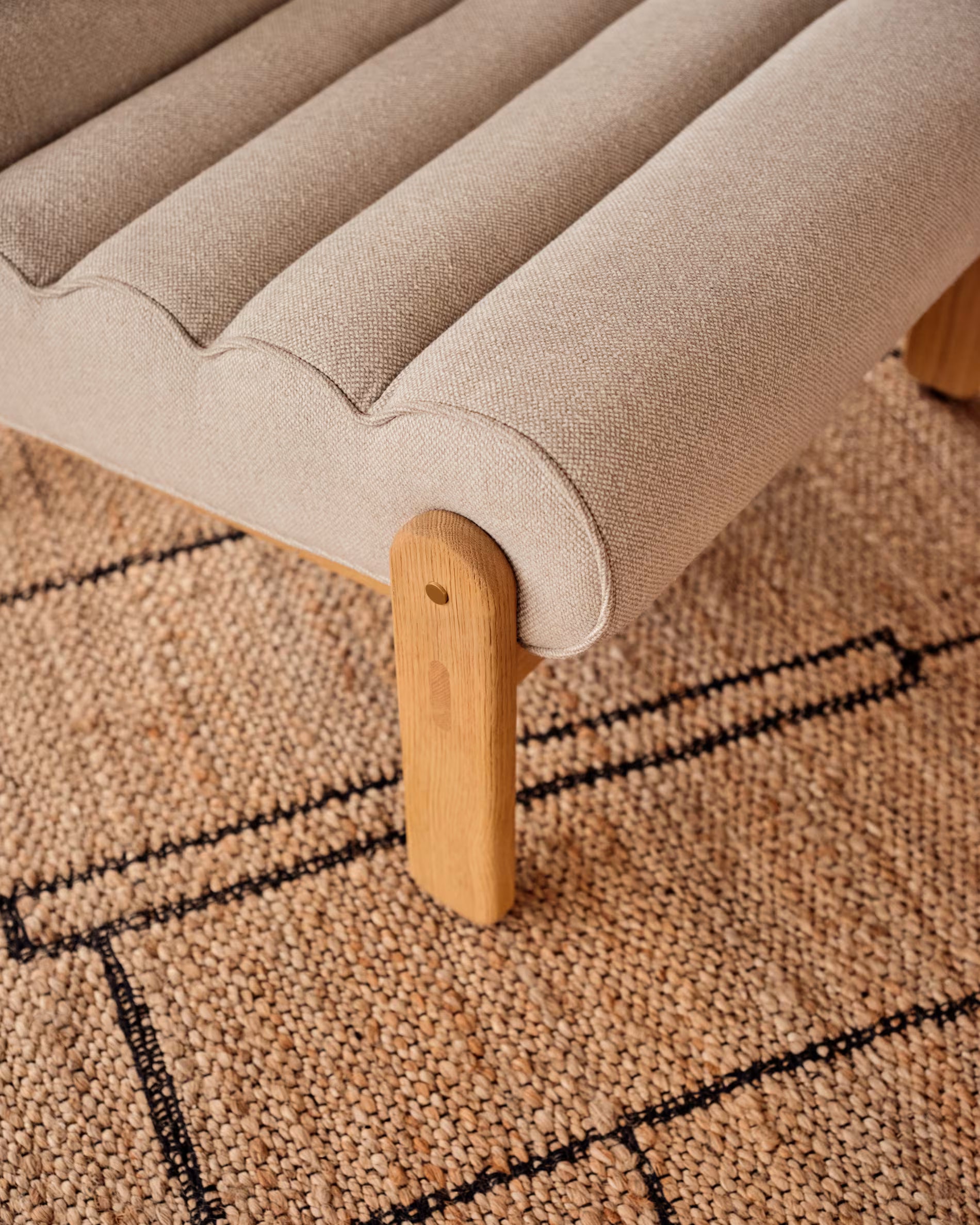Sessel Japandi Beige Eichenholz Natur