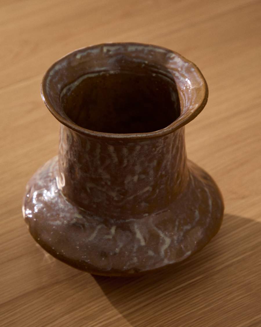 Japandi Keramikvase Braun 16 cm
