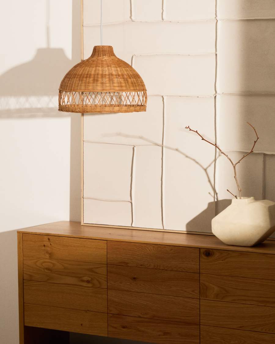 Deckenleuchte Lampenschirm Japandi Rattan Natur 40 cm