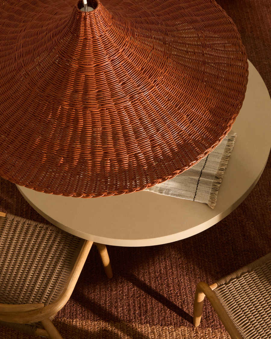 Deckenleuchte Lampenschirm Japandi Rattan Terrakotta 90 cm