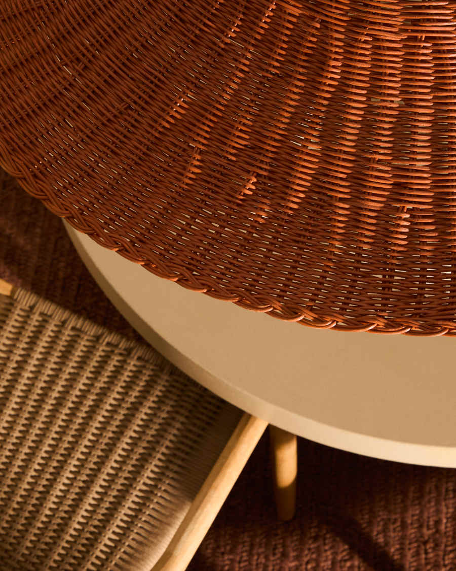 Deckenleuchte Lampenschirm Japandi Rattan Terrakotta 90 cm
