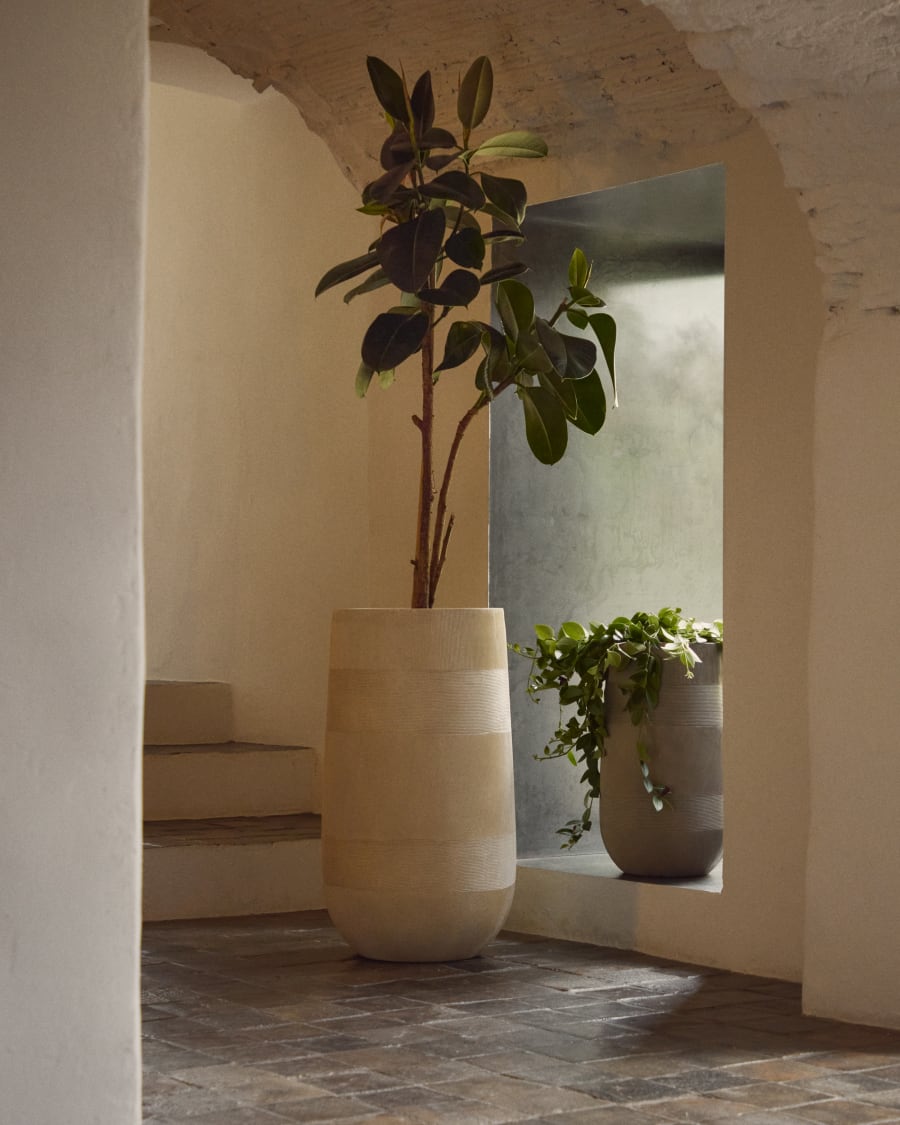 Beige Zement Japandi Pflanzgefäß Set