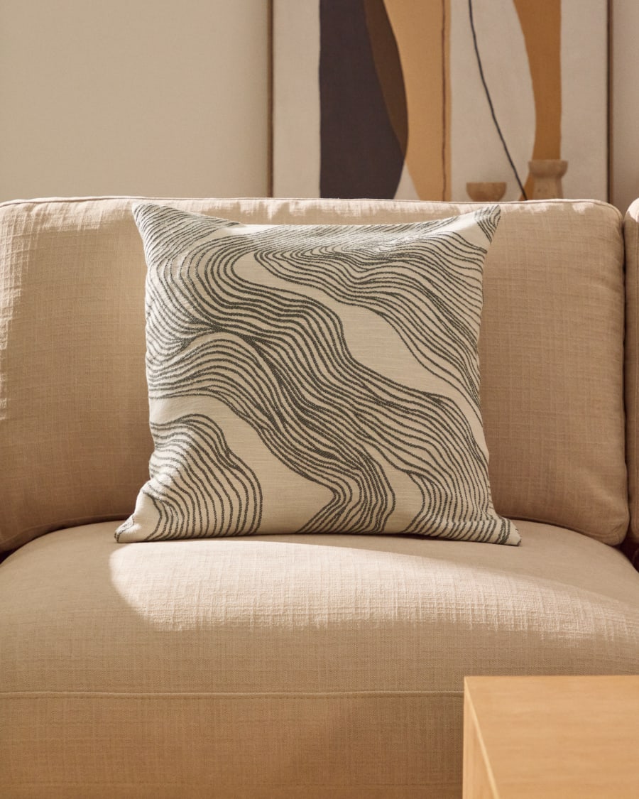 Japandi Kissenbezug mit Blumenmuster