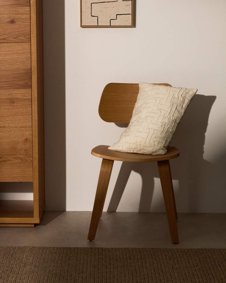 Kissenbezug Japandi Baumwolle Stickerei Beige 30x50 cm