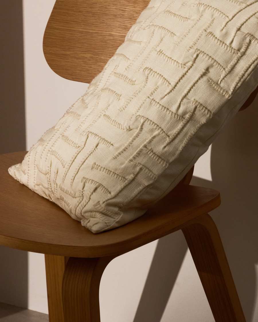 Kissenbezug Japandi Baumwolle Stickerei Beige 30x50 cm