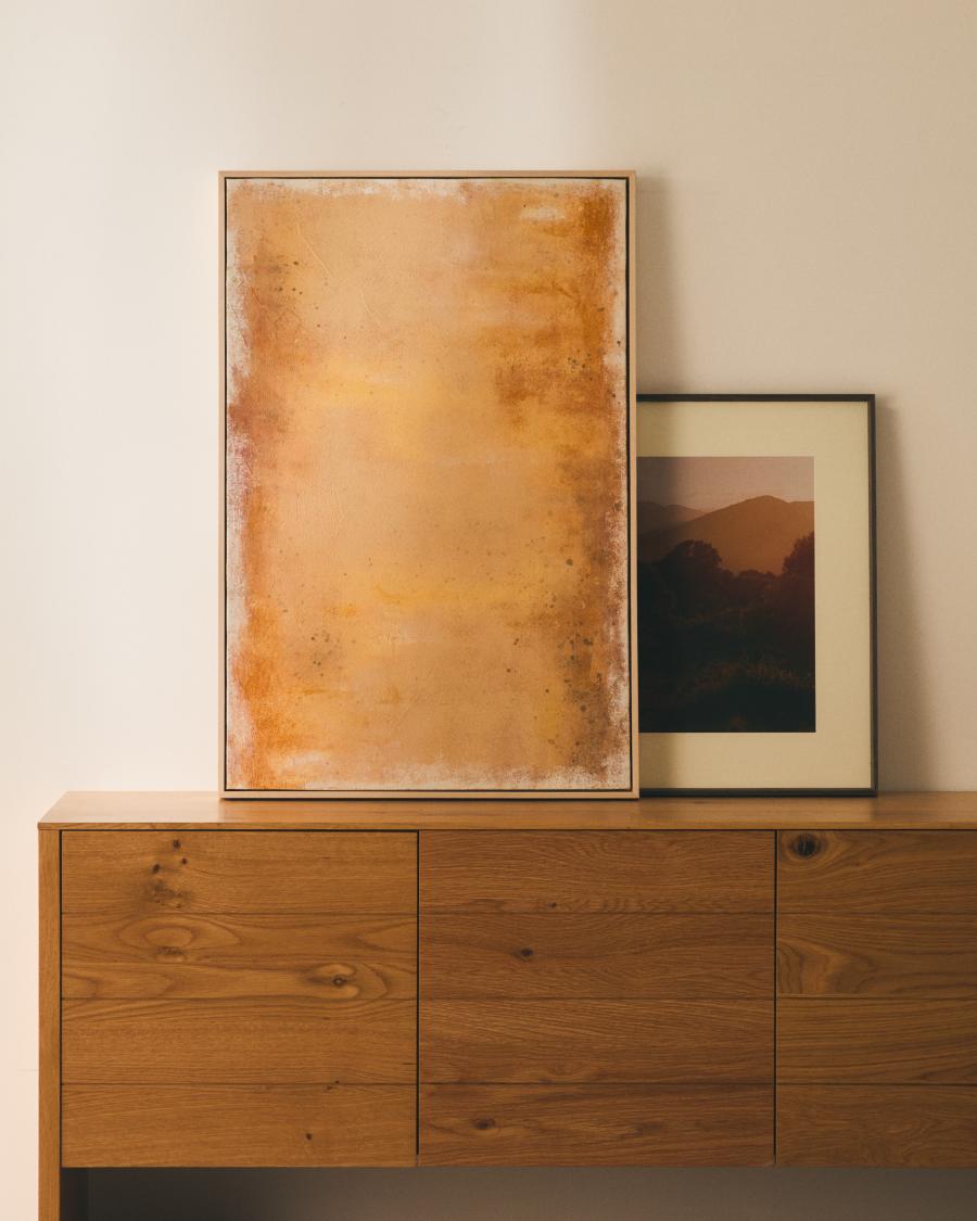 Japandi Abstrakt Bild Gelb 60x90 cm