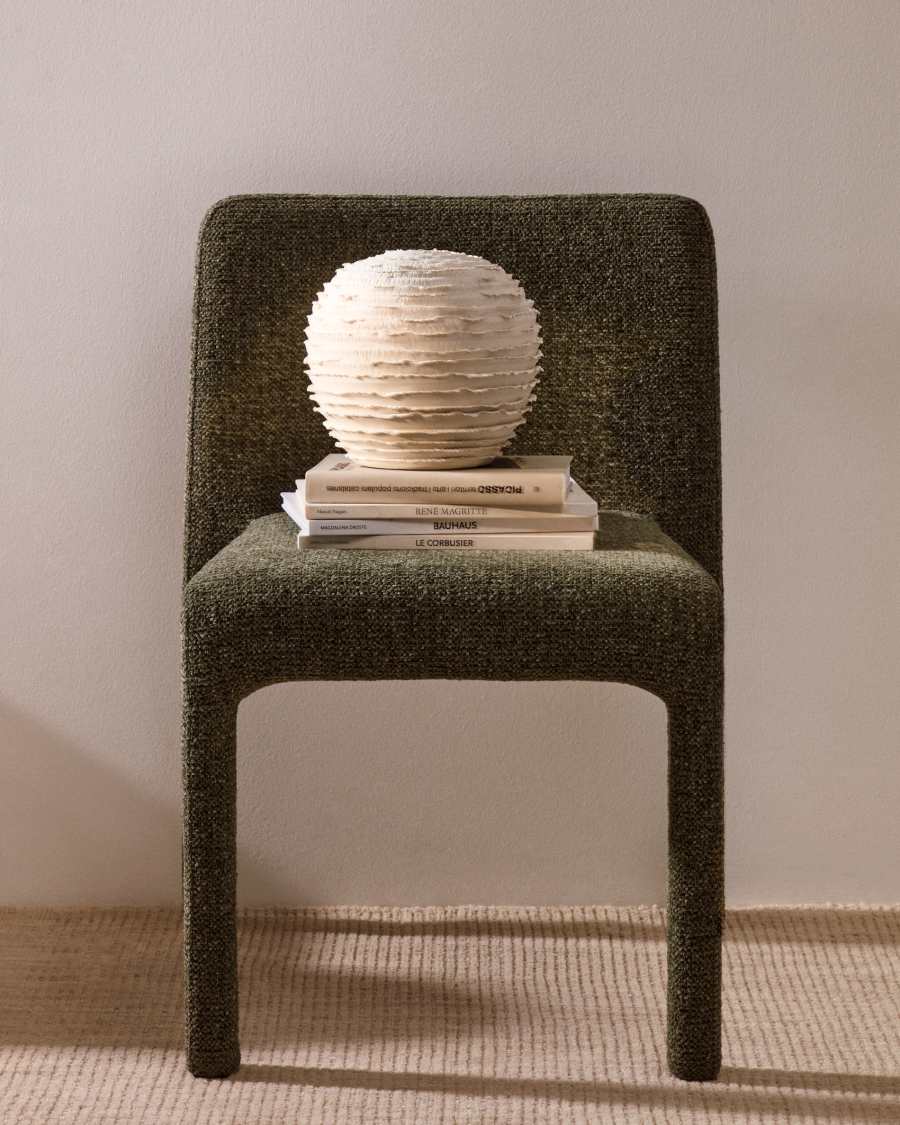 Japandi Vase aus Beige Keramik, 21 cm