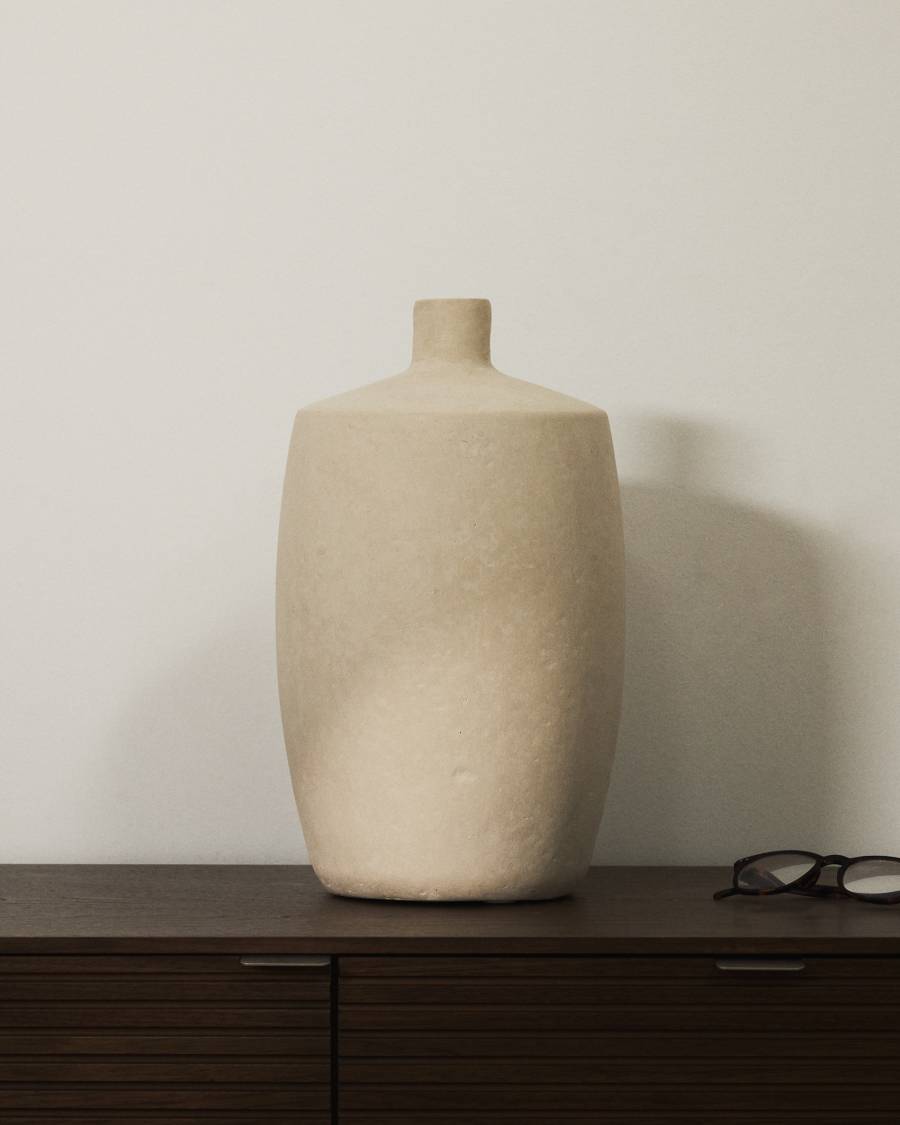 Vase Japandi Beige Pappmaché 39 cm