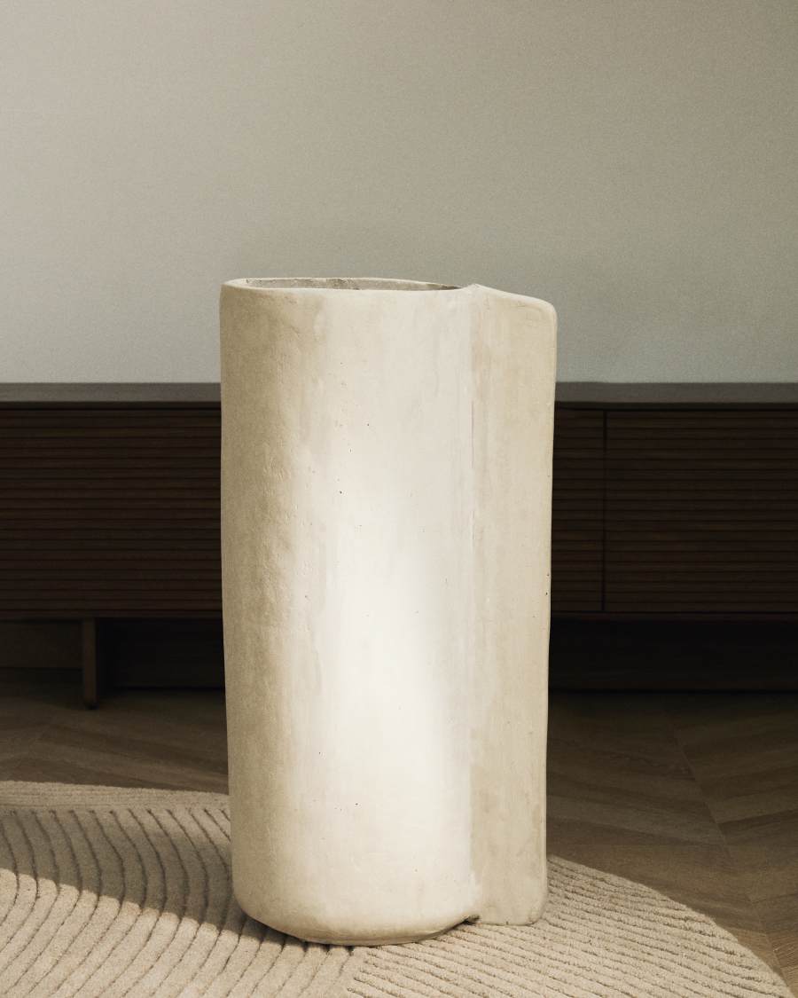 Beige Pappmaché Japandi Vase