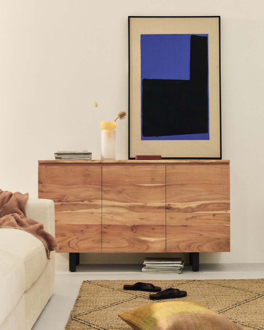 Sideboard Japandi Akazienholz Gebleicht 3 Türen 150x88 cm