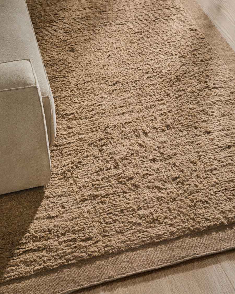 Teppich Japandi Wolle Beige 300 x 200 cm
