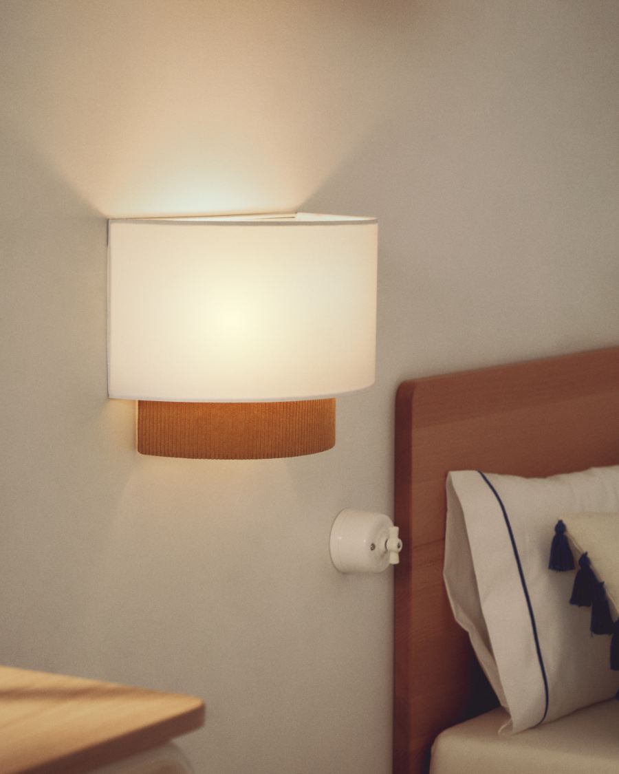 Wandleuchte Japandi Baumwolle Senfgelb 40 cm