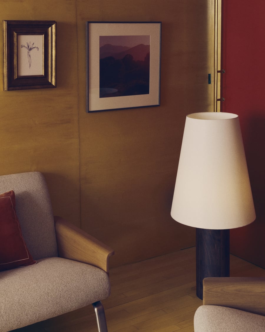 Japandi Stehlampe Dunkelholz