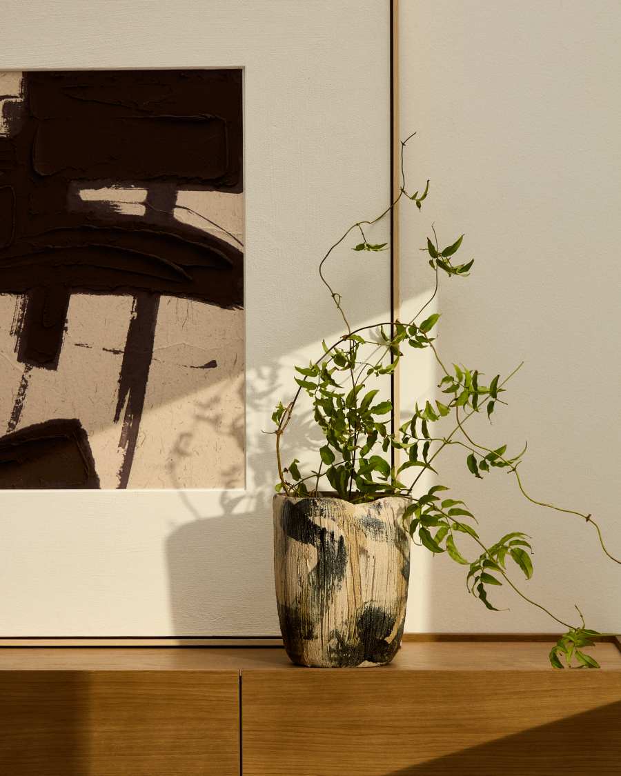 Japandi Vase aus Keramik in Braun 23 cm