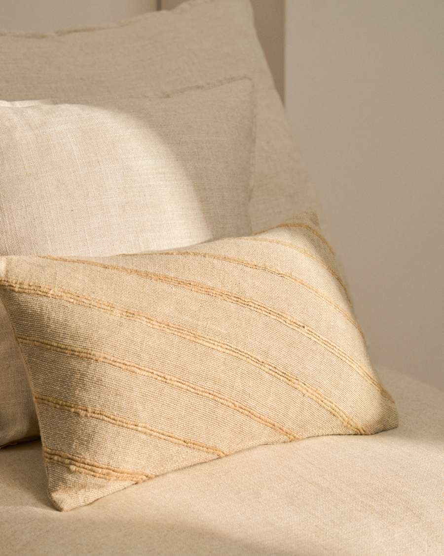 Kissenbezug Japandi Baumwolle Viskose Beige 30x50 cm
