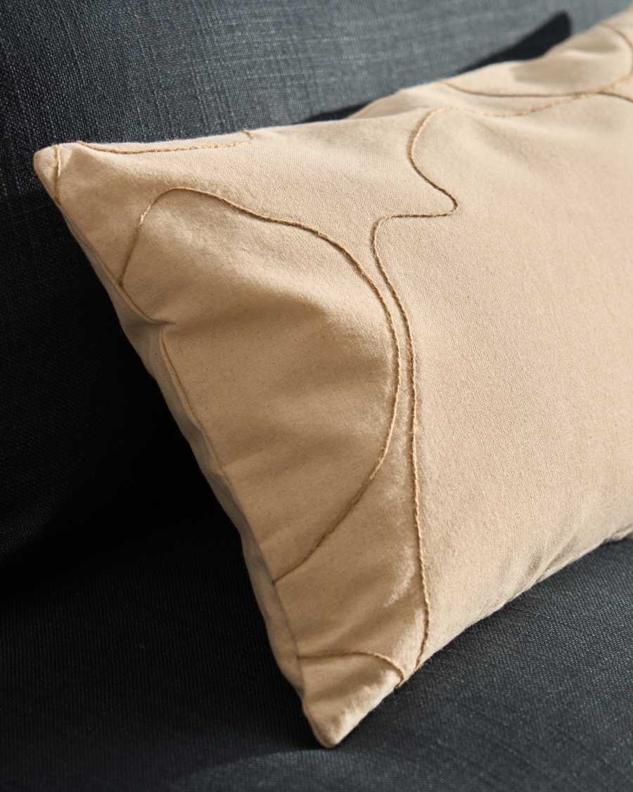 Kissenbezug Japandi Ecru Baumwolle Stickerei Beige 30x50 cm