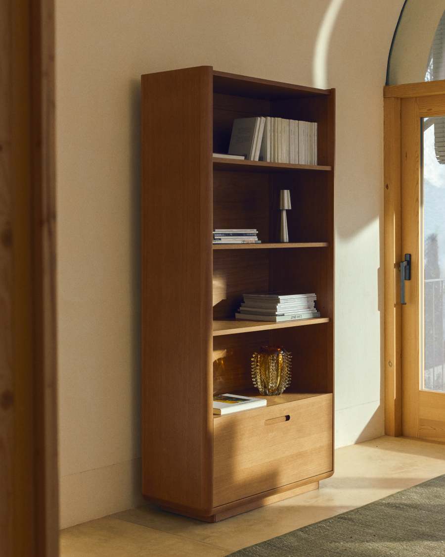 Regal Japandi Eichenholz Hellbraun 90x185 cm