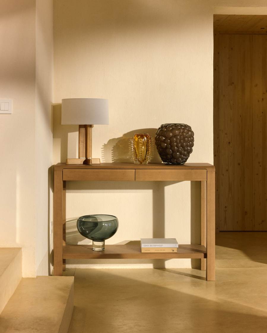 Konsolentisch Japandi Eichenholz Hellbraun 112x80 cm