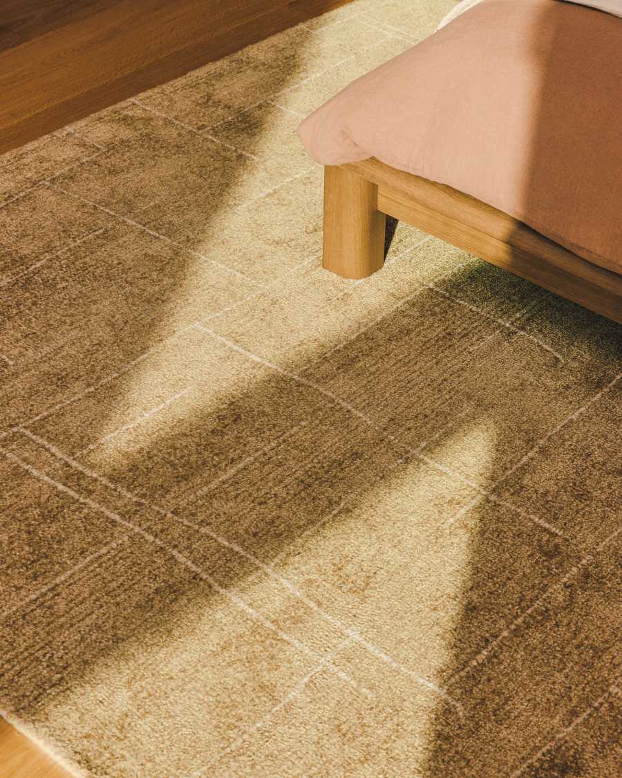 Teppich Japandi Wolle Viskose Senf 160x230 cm