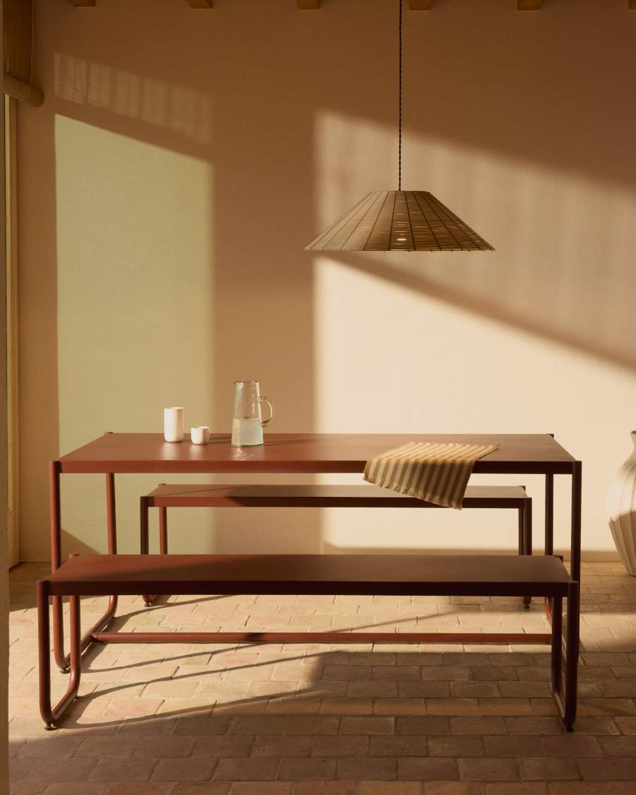 Japandi Rattan Deckenleuchte Hellgrau Outdoor 70 cm