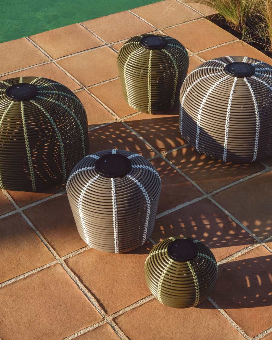 Deckenleuchte Lampenschirm Japandi Rattan Taupe Outdoor 50 cm