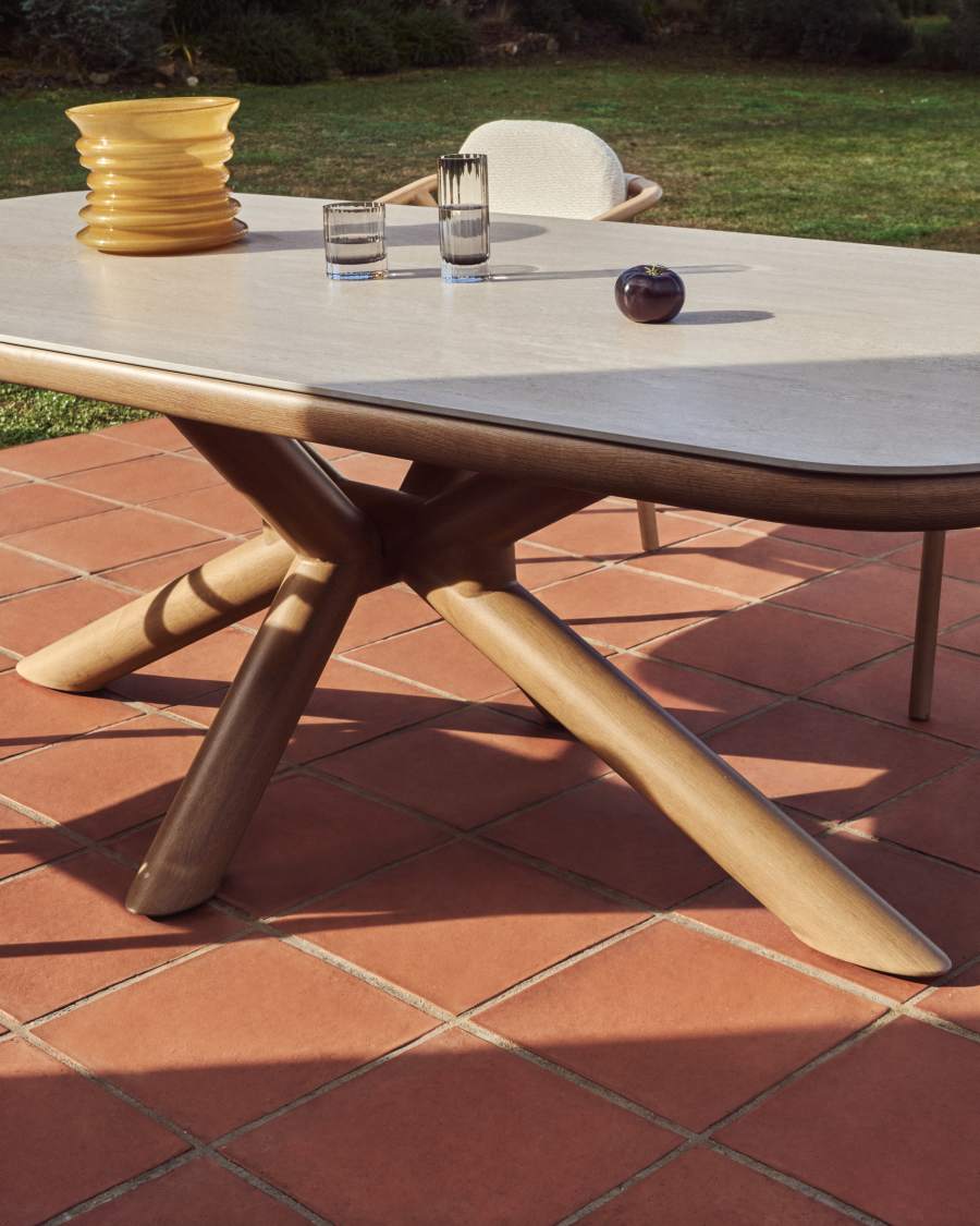 Outdoor Gartentisch Japandi Aluminium Steinoptik 240x110 cm