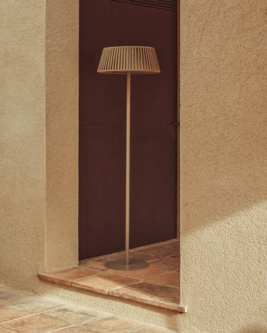 Japandi Stehlampe Beige mit Seil Solar Außenlampe 46 cm