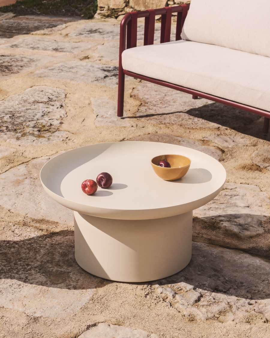Couchtisch Japandi Aluminium Ecru 70 cm