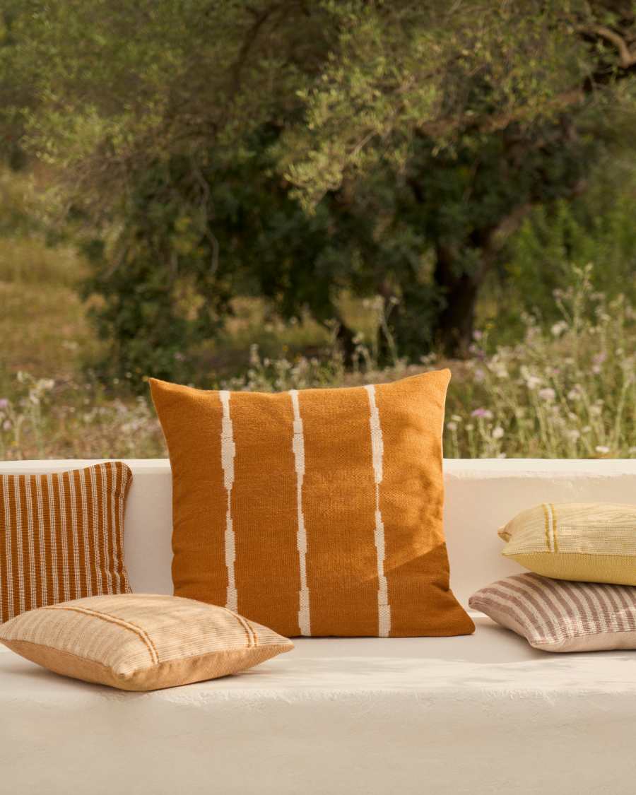 Kissenbezug Japandi PET Beige Gestreift 45x45 cm