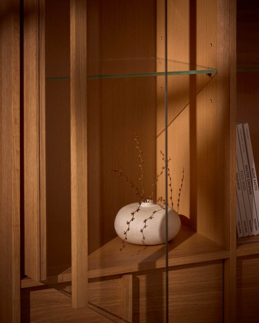 Vitrine im Japandi-Stil aus Eichenholz Natur 100x170 cm