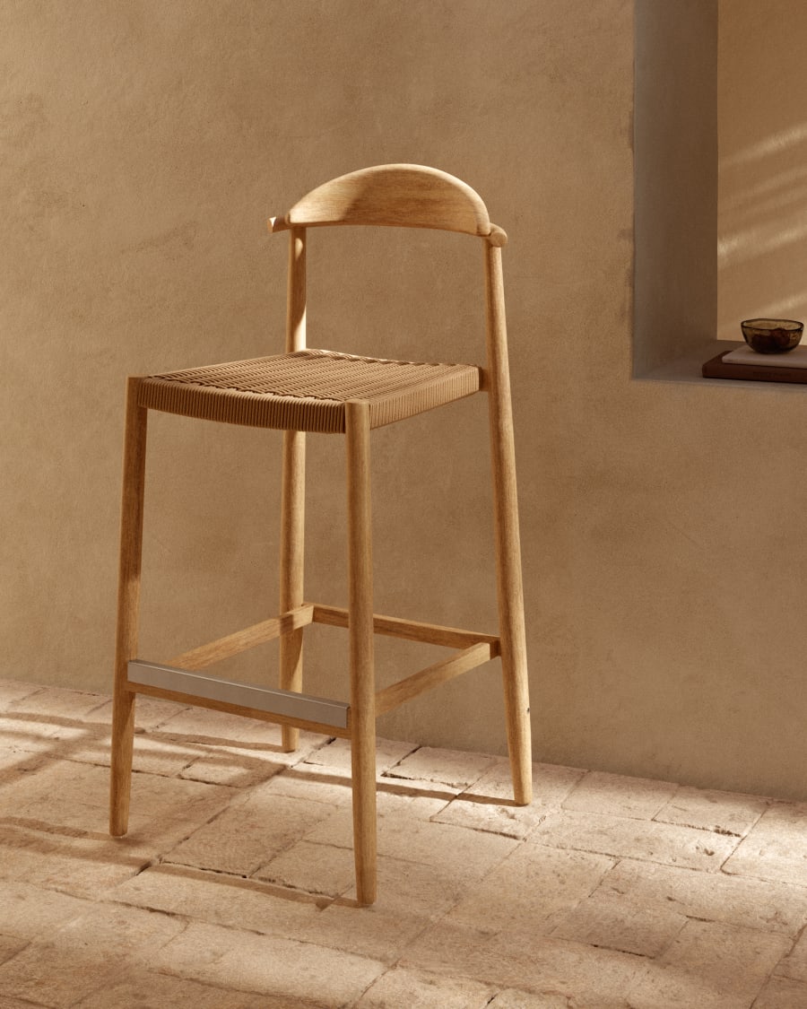 Japandi Hocker Moderner Beistellstuhl aus Holz