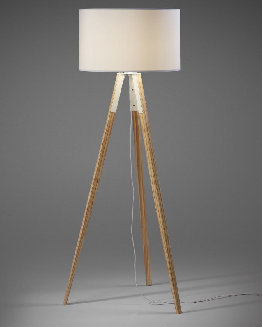 Stehlampe Japandi Holz Weiß