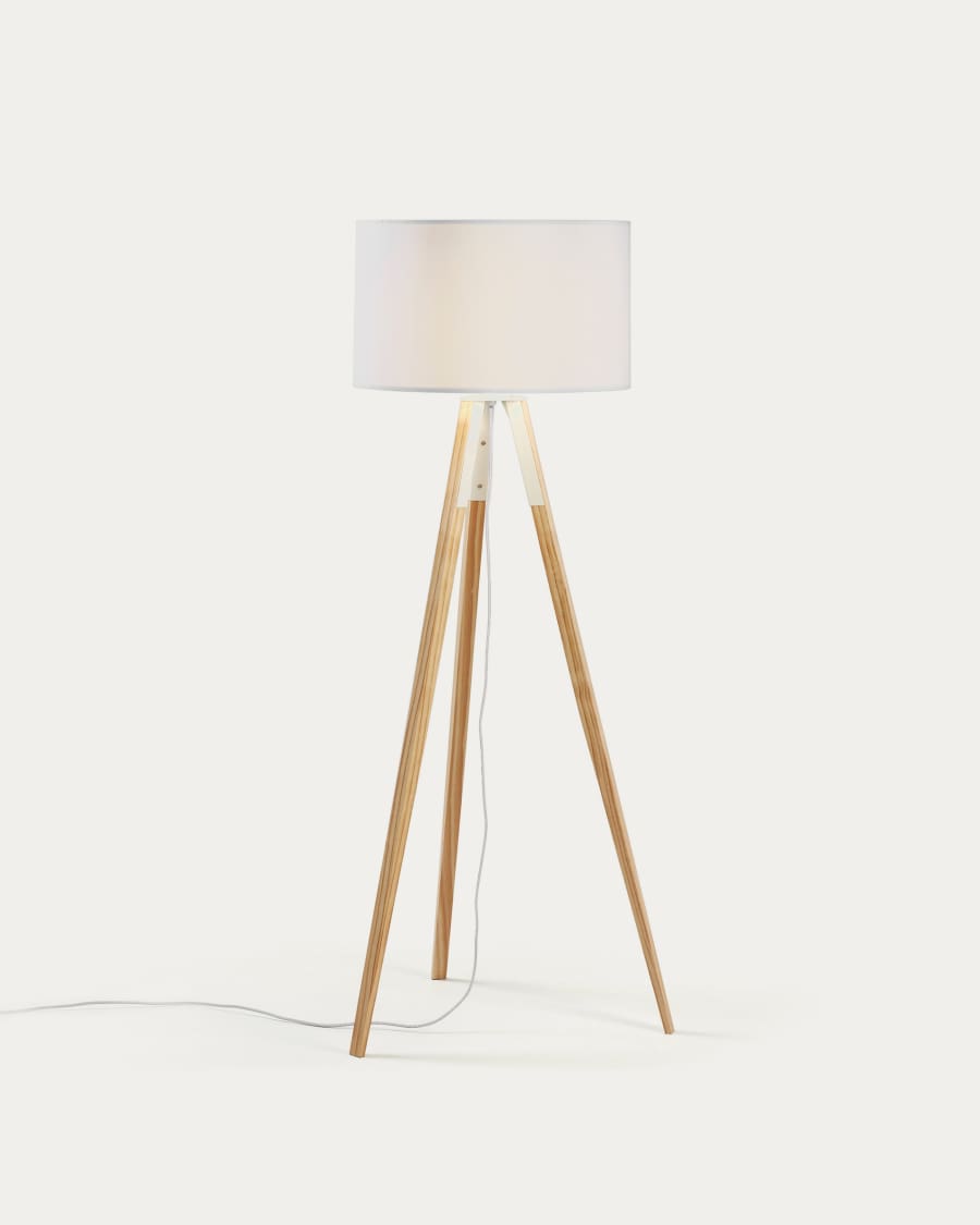 Stehlampe Japandi Holz Weiß