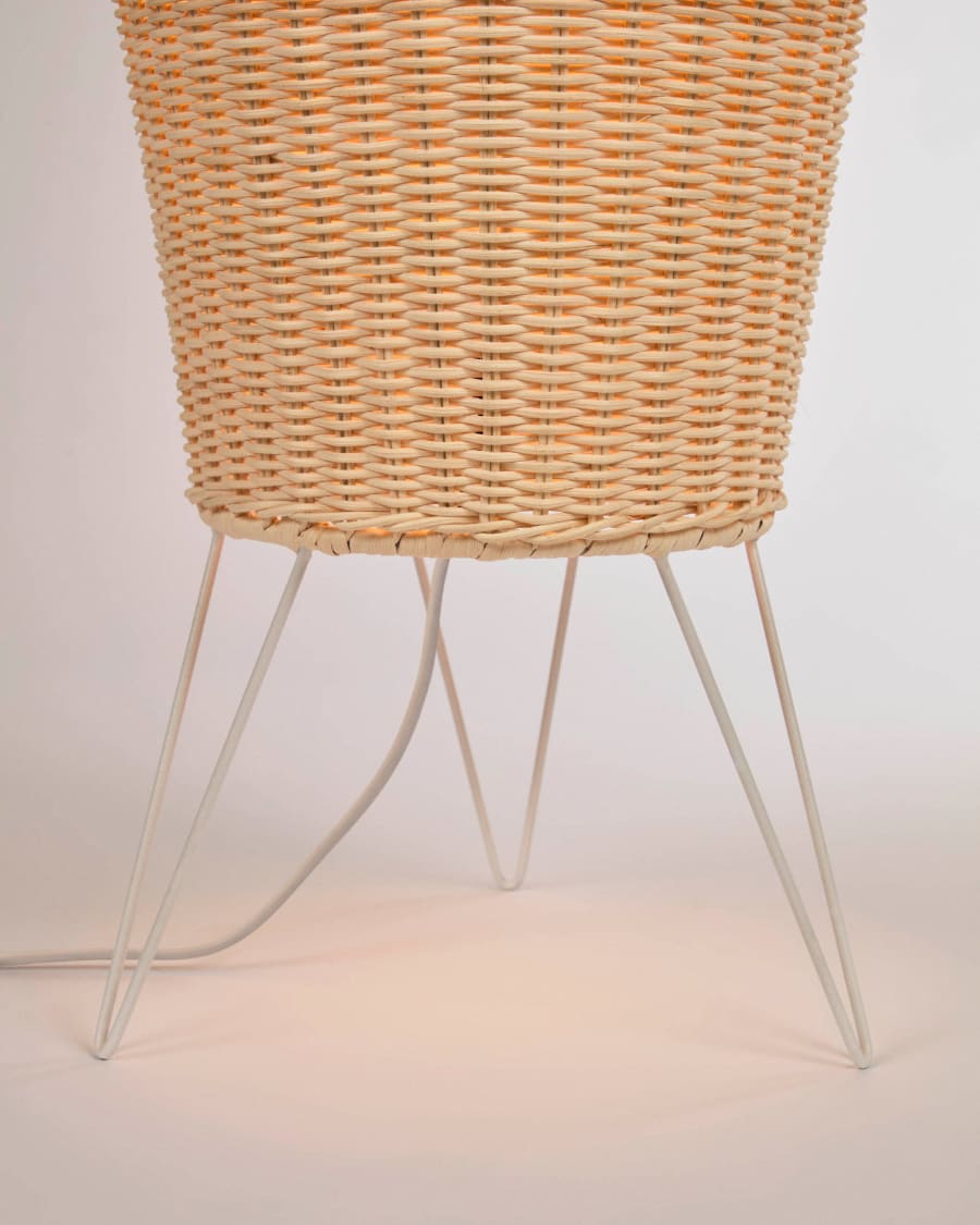 Japandi Stehlampe aus Naturrattan
